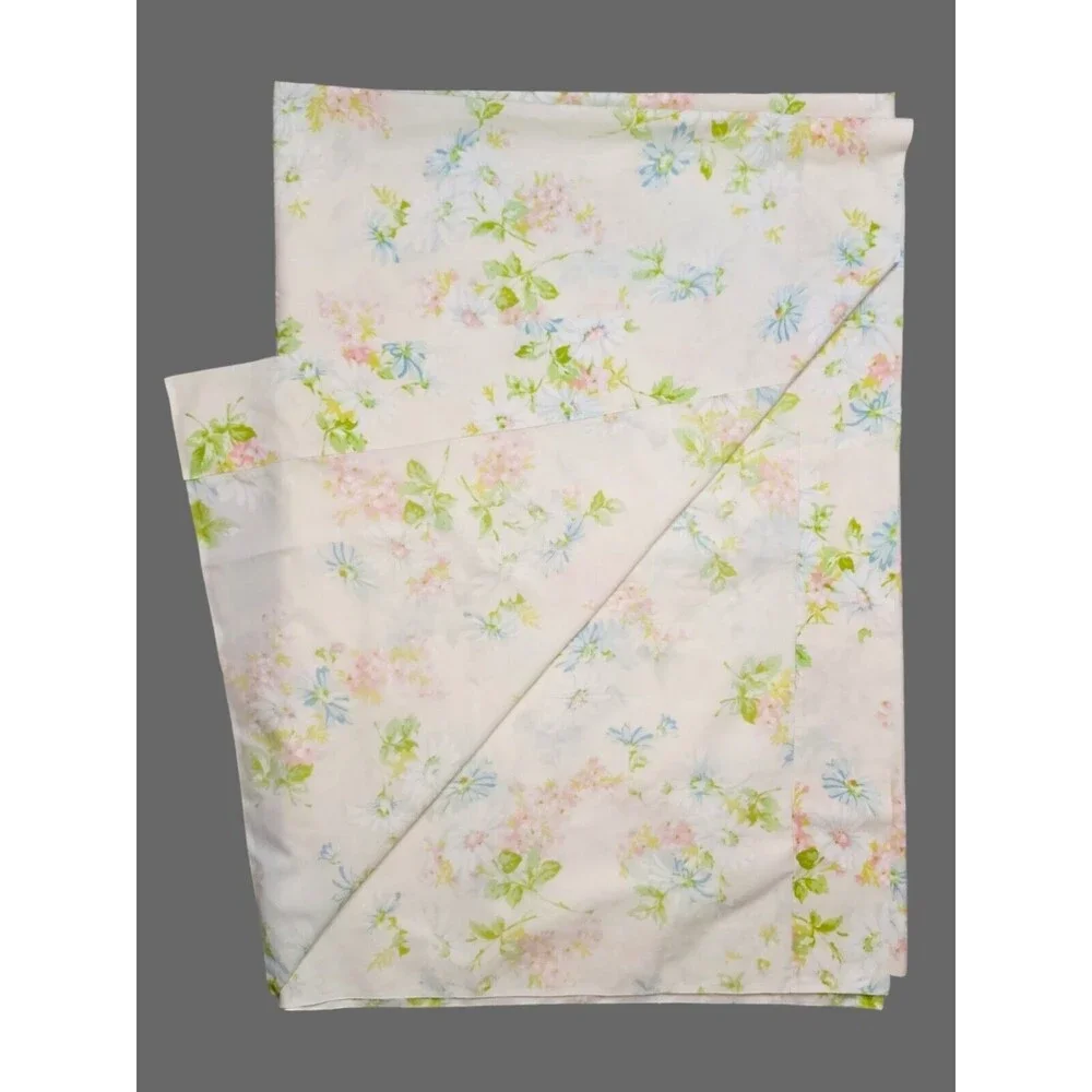 Vtg 70s-80s Springmaid Wondercale Floral Daisies Twin Flat Sheet Clean Retro